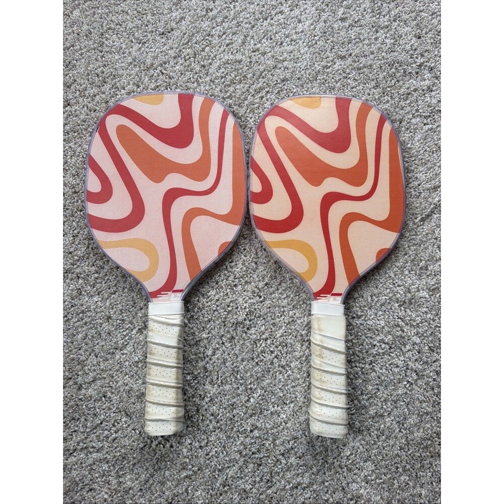 2 Genesis LED Light Up Pickleball Paddle - Model GGPB100 - Retro Swirl Pattern